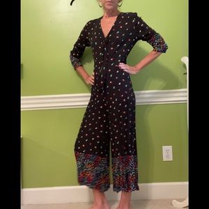 EUC Anthropologie Bl^nk London black motif jumpsuit